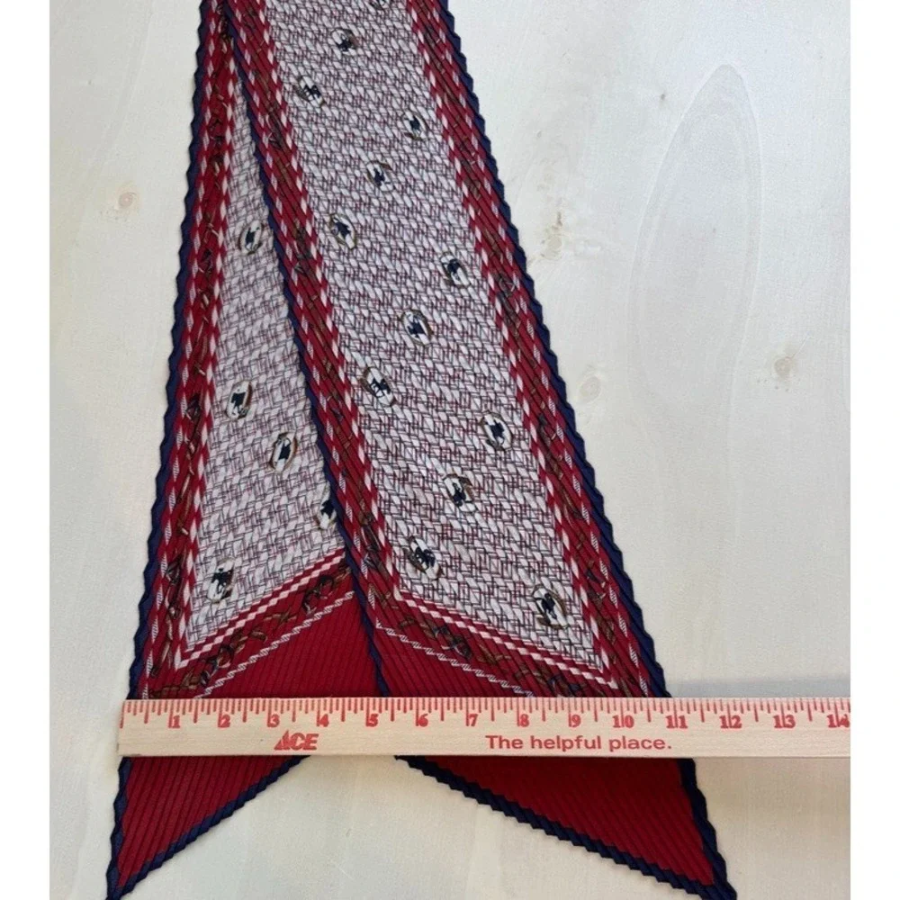 VTG Gim Renoir Scarf Red White Equestrian Accordion Plisse 52x6 Italy bandana